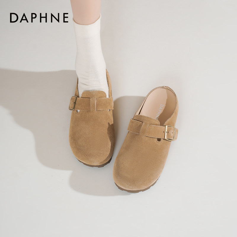 达芙妮厚底勃肯鞋女2026新款春季包头半拖鞋女外穿一脚蹬软底单鞋