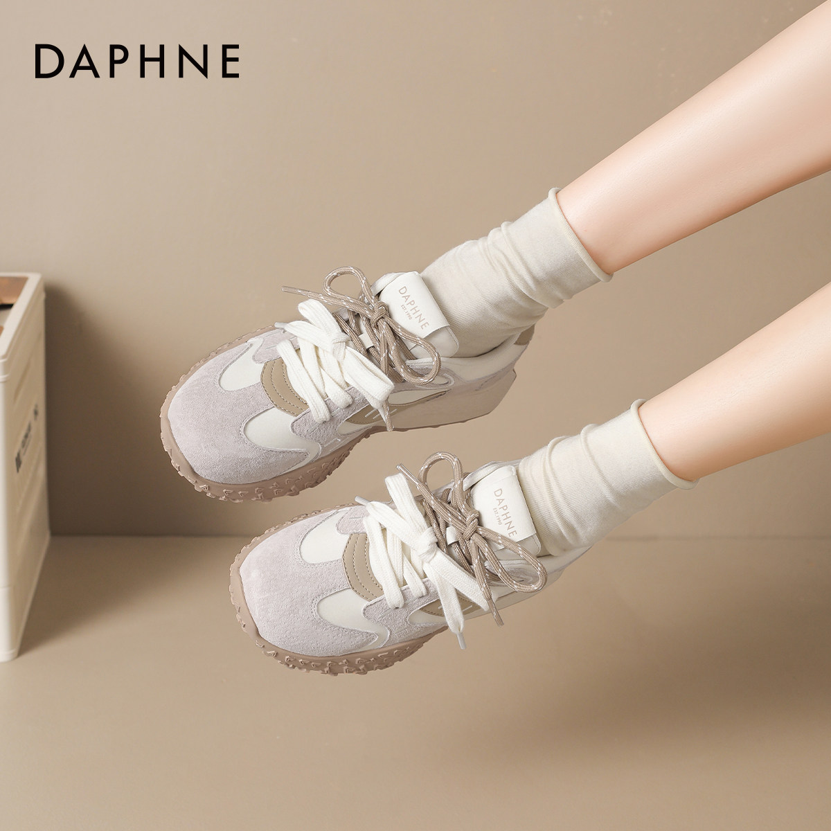 达芙妮厚底老爹鞋女2026新款春季增高德训鞋休闲女鞋子百搭运动鞋