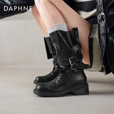 废土风靴子女黑色机车骑士马丁靴