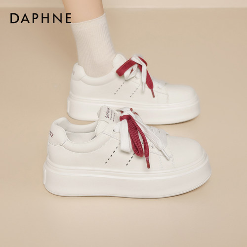 达芙妮厚底小白鞋女爱心底休闲鞋