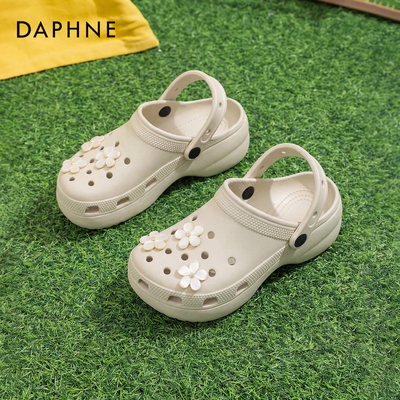 达芙妮洞洞鞋女厚底沙滩外穿凉鞋