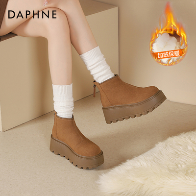 达芙妮厚底雪地靴女款冬季棉鞋女