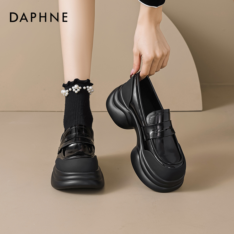 达芙妮加绒乐福鞋女系带小皮鞋