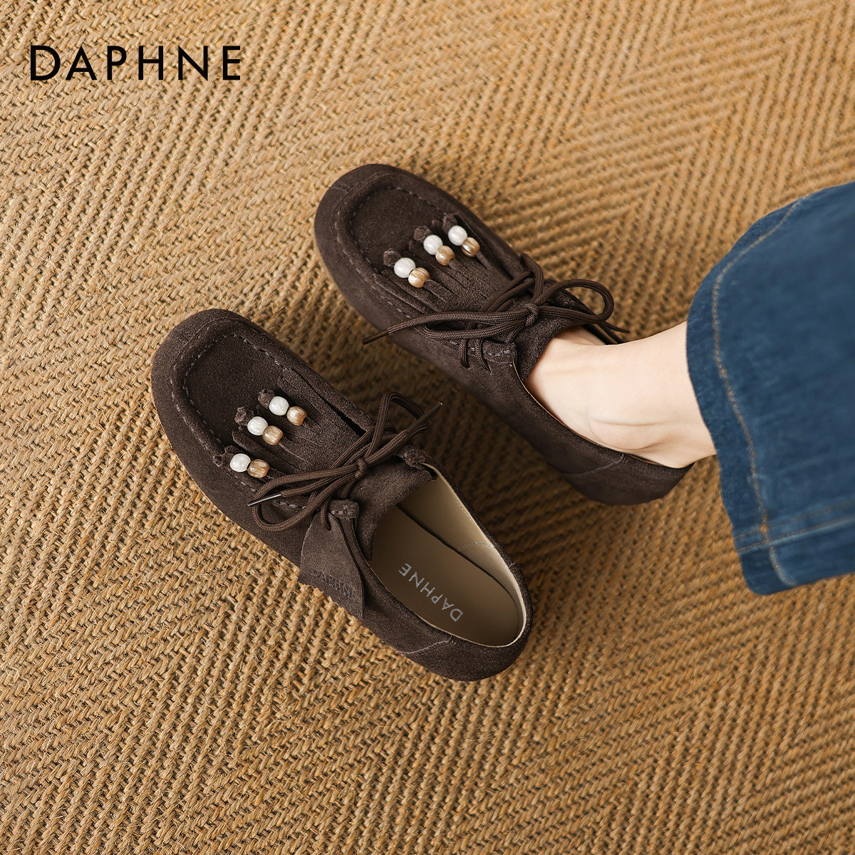 达芙妮老钱风乐福鞋女2026新款春季复古软底豆豆鞋平底袋鼠鞋单鞋