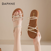 女2025新款 夏季 休闲罗马凉鞋 达芙妮平底凉鞋 软底沙滩女士凉拖鞋 夏