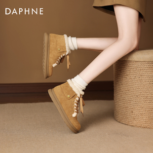 加绒马丁靴短靴保暖棉靴棉鞋 达芙妮雪地靴女款 女鞋 冬季 2025新款