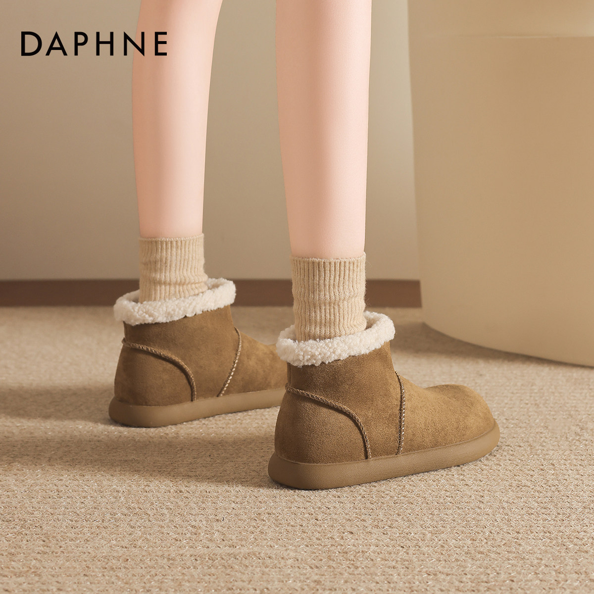 达芙妮平底雪地靴女冬季勃肯短靴