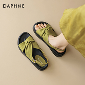 拖鞋 达芙妮绿色平底凉鞋 女夏外穿2025新款 厚底软底不累脚罗马凉拖