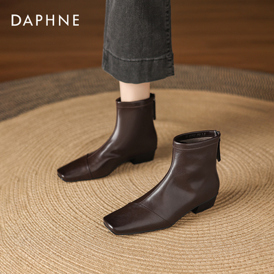 棕色瘦瘦靴短靴女款平底马丁靴