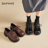 达芙妮黑色乐福鞋 子 深口通勤jk单鞋 女2026新款 春厚底英伦风小皮鞋