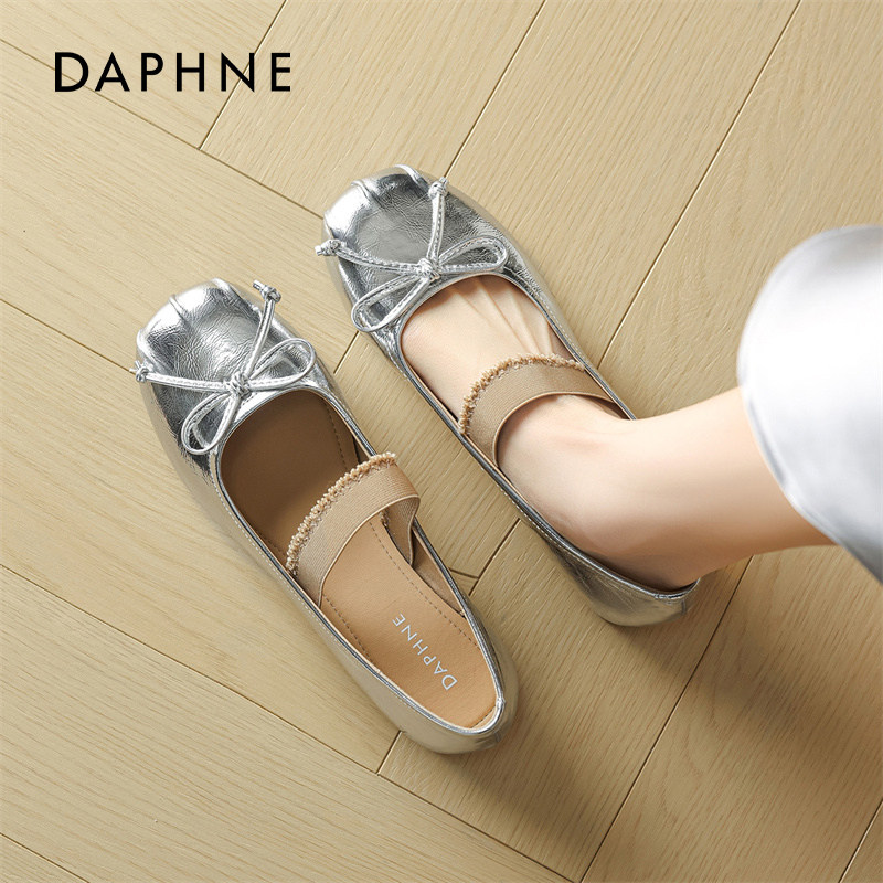 达芙妮小香风玛丽珍鞋2026春季新款法式配裙女鞋银色芭蕾浅口单鞋,女鞋,玛丽珍鞋,淘宝优惠券,粉丝福利购,淘宝优惠卷
