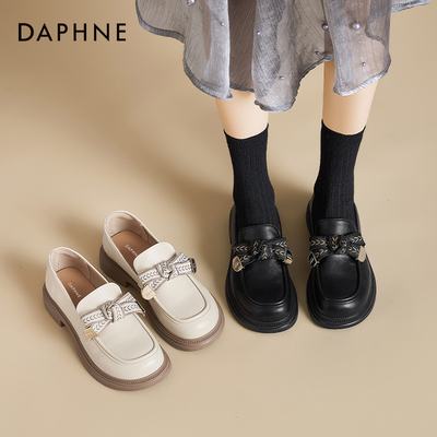 达芙妮厚底蝴蝶结英伦风乐福鞋