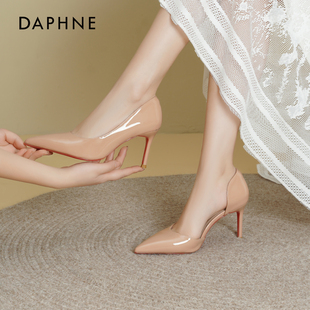 女细跟2026新款 红底尖头单鞋 春季 气质女鞋 女 法式 达芙妮裸色高跟鞋