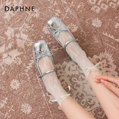 达芙妮银色平底芭蕾单鞋女2026新款春季法式绝美芭蕾舞玛丽珍女鞋