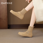 达芙妮弹力袜靴女2026冬季 新款 马丁靴子平底勃肯短靴内增高瘦瘦靴