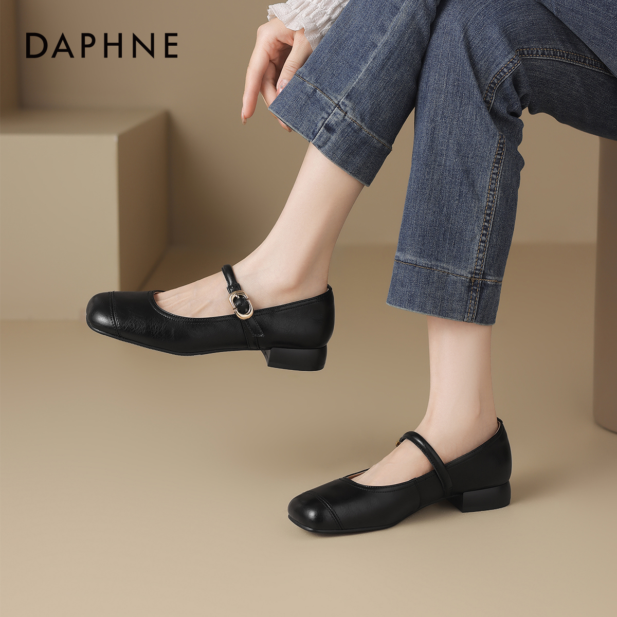 达芙妮玛丽珍单鞋平底浅口小皮鞋