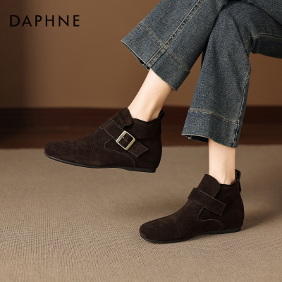 复古绒面短靴，百搭舒适时装靴