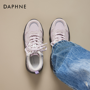 达芙妮户外运动登山鞋女2026春季新款厚底防滑轻便板鞋紫色老爹鞋