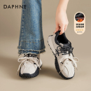 达芙妮厚底德训鞋女2025新款冬季阿增高甘加绒棉鞋芭蕾运动鞋黑色