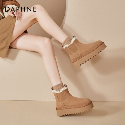 达芙妮厚底雪地靴一脚蹬短靴