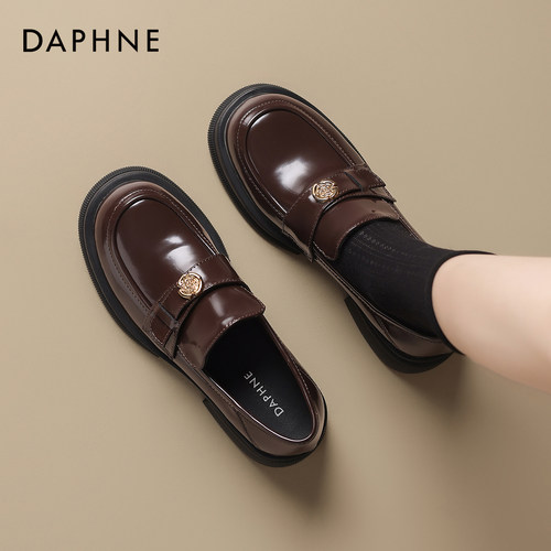 棕色乐福鞋英伦风厚底小皮鞋