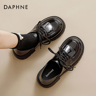 软底单鞋 达芙妮黑色小皮鞋 厚底jk亮面英伦乐福鞋 新款 子 女2026春季