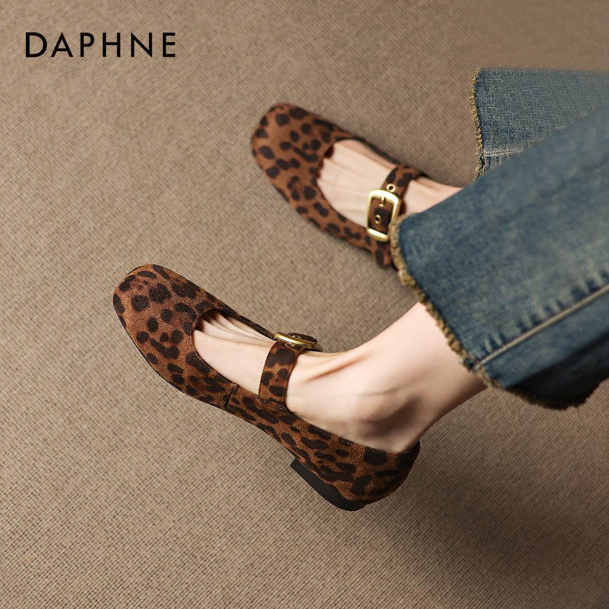 达芙妮豹纹单鞋女2026新款春季软底法式玛丽珍女鞋平底芭蕾小皮鞋,女鞋,浅口单鞋,淘宝优惠券,粉丝福利购,淘宝优惠卷