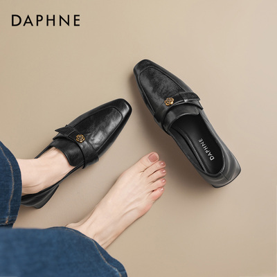 达芙妮山茶花乐福鞋中跟通勤职业