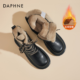 厚底保暖棉鞋 达芙妮雪地靴鞋 加绒马丁靴2025新款 冬季 巨好看 子女鞋