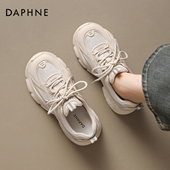 女2026新款 秋冬季 加绒增高小白鞋 达芙妮厚底老爹鞋 百搭休闲运动鞋