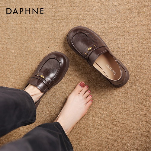 英伦风黑棕色皮鞋女款乐福鞋单鞋