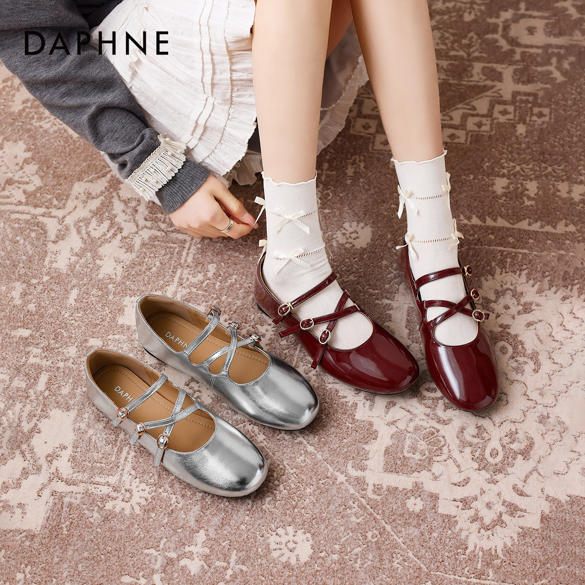 达芙妮玛丽珍单鞋女款红色婚鞋2026新款春季法式平底小皮鞋新娘鞋,女鞋,玛丽珍鞋,淘宝优惠券,粉丝福利购,淘宝优惠卷