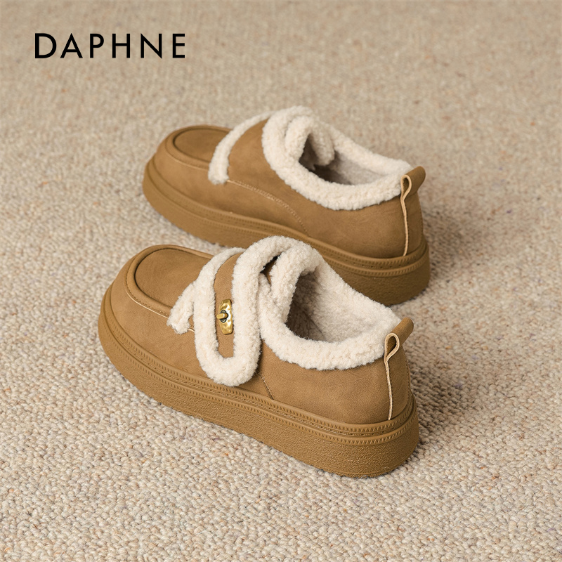 达芙妮厚底加绒勃肯鞋女保暖棉鞋