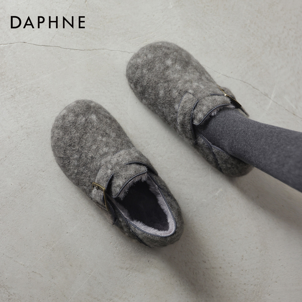 达芙妮毛绒勃肯鞋女2025新款冬季加绒保暖棉鞋平底外穿灰色毛毛鞋,女鞋,勃肯鞋/软木鞋,淘宝优惠券,粉丝福利购,淘宝优惠卷