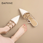 春尖头穆勒外穿拖鞋 达芙妮包头铆钉凉鞋 女2026新款 平底一字带凉拖