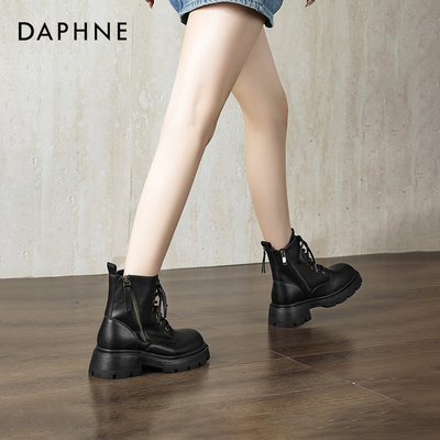 达芙妮英伦风马丁靴女款厚底短靴