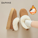 达芙妮低帮雪地靴女2025冬季新款加绒加厚毛毛鞋保暖厚底东北棉鞋