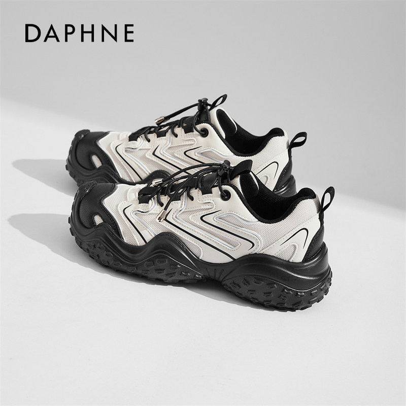 达芙妮登山运动鞋女款加绒2026新款春季增高黑白德训鞋厚底老爹鞋,女鞋,时尚休闲鞋,淘宝优惠券,粉丝福利购,淘宝优惠卷