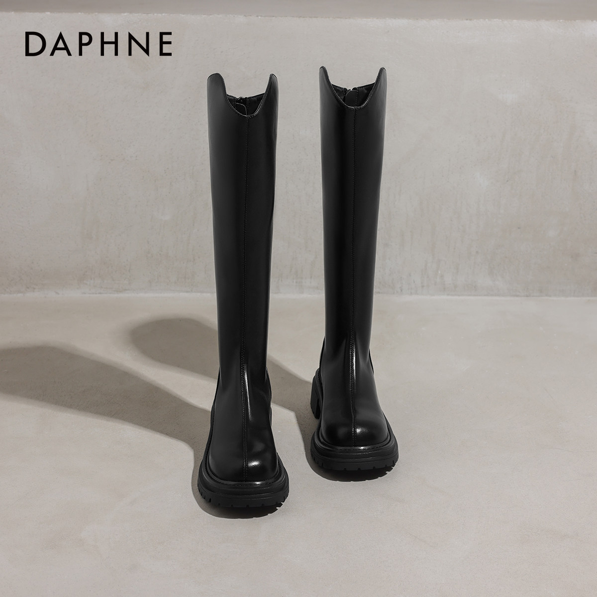 达芙妮长靴女2025秋冬加绒保暖V型鞋口厚底骑士靴鞋子女冬季靴子,女鞋,时装靴,淘宝优惠券,粉丝福利购,淘宝优惠卷