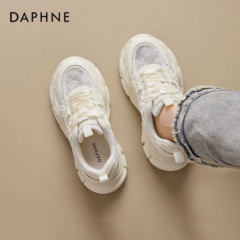 达芙妮老爹鞋女款2026新款夏季薄款网鞋女透气网面增高厚底运动鞋