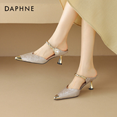 女夏季 外穿尖头新中式 国风高跟鞋 达芙妮包头半拖鞋 玛丽珍凉拖鞋 子