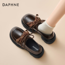 子厚底高跟英伦风小皮鞋 达芙妮棕色乐福鞋 通勤单鞋 春季 女2026新款