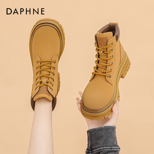 靴 踢不烂靴子户外登山工装 达芙妮大黄靴女马丁靴秋季 外穿2023年款