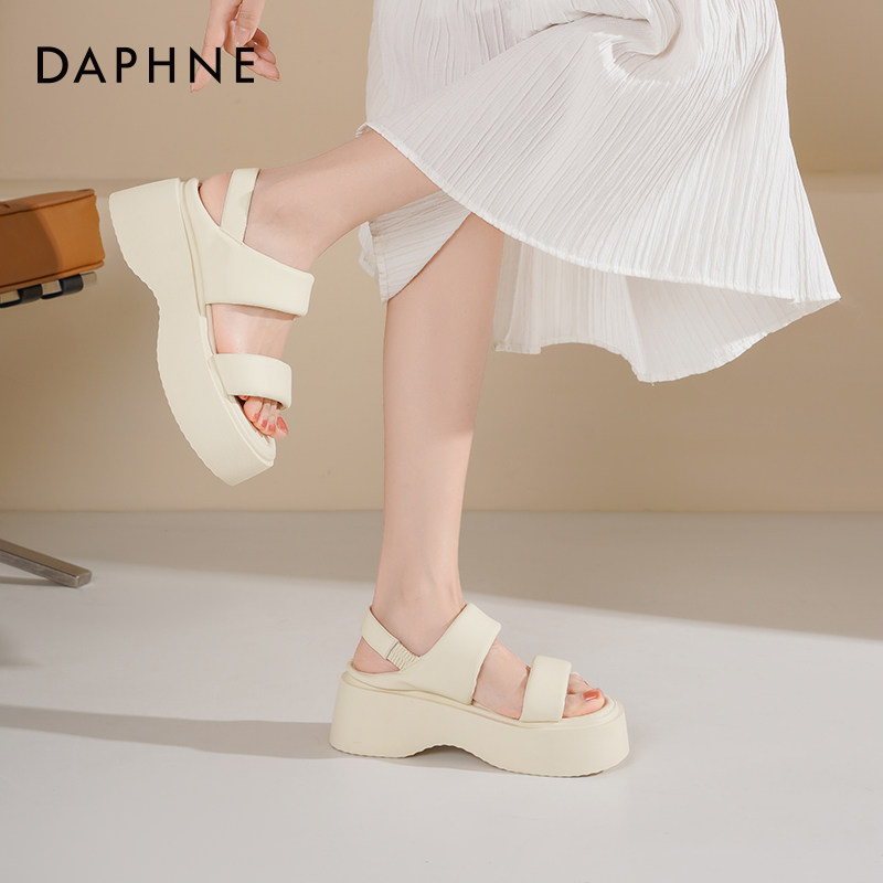 达芙妮厚底凉鞋女2025新款增高沙滩凉拖鞋松糕运动凉鞋女夏外穿