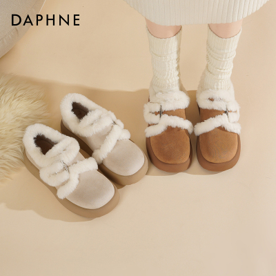 达芙妮厚底勃肯鞋棉鞋加绒雪地靴