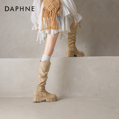 达芙妮高跟堆堆骑士长靴