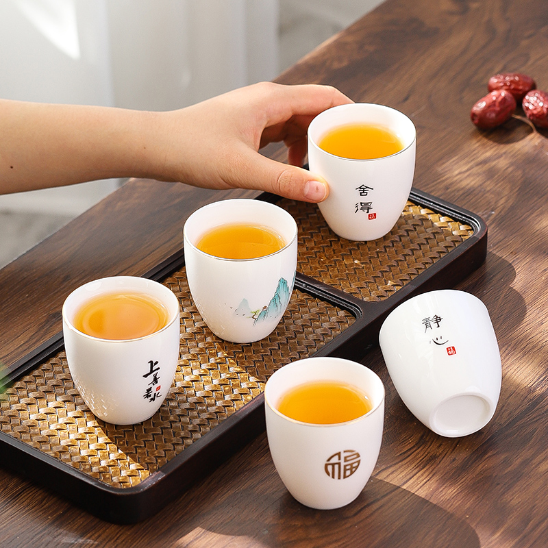 羊脂玉禅意舍得描金主人杯