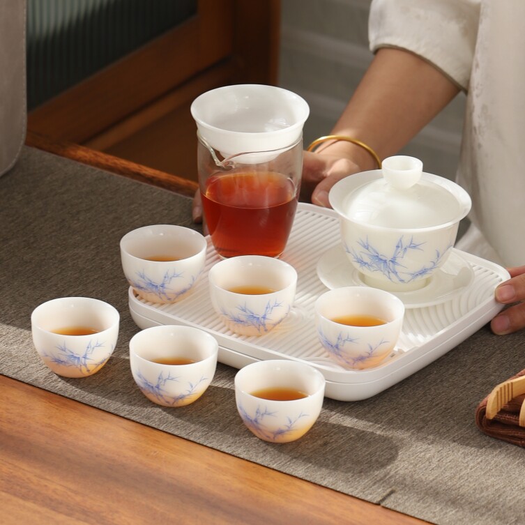 德化冰种璞玉旅行茶具盖碗小套装