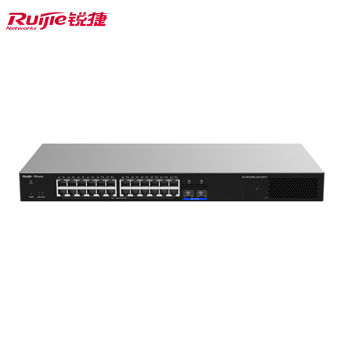 Ruijie锐捷睿易易光网管PoE光接入交换机(ONU)RG-NBF3000E-24GT2MS-P 24口千兆接入+2口1G/2.5G分光上联