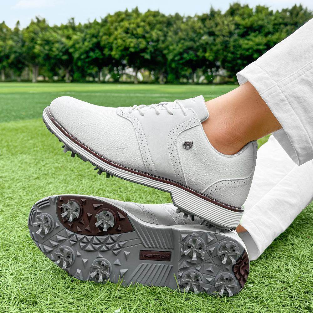 高尔夫球鞋男士皮鞋款防滑可卸钉运动休闲系带男鞋户外新款低帮